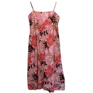 MINKPINK XL NWT Dress | Pink Rust White Floral Linen Midi Boho Smocked Sundress